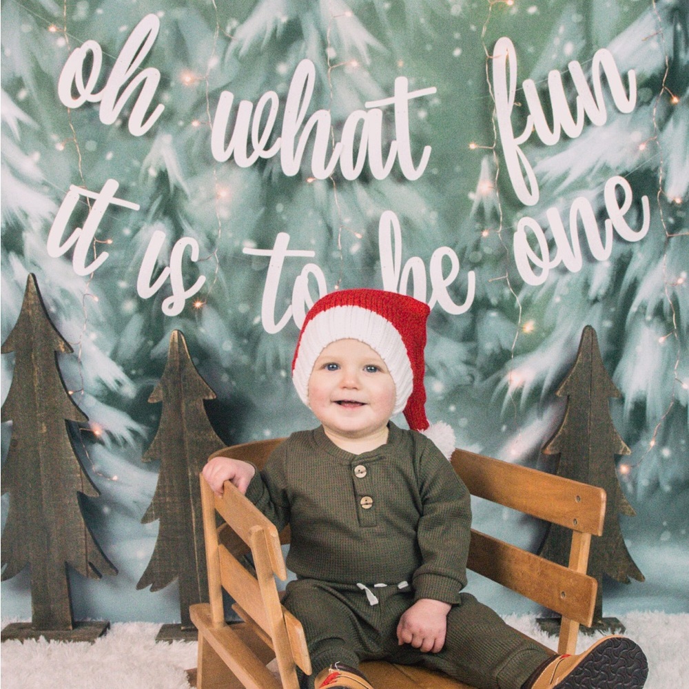 1st Birthday Oh What Fun It Is To Be One White Christmas Holiday Banner